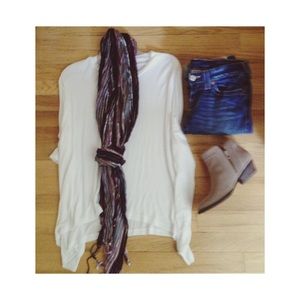 Metallic Technicolor Fringed Scarf