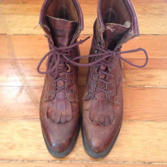 Brown leather boots
