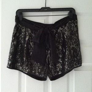 Bcbgmaxazria sequin shorts with silk ribbon.