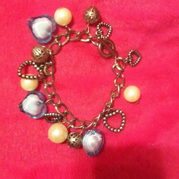 Silver💙blue💙and cream charm bracelet💘