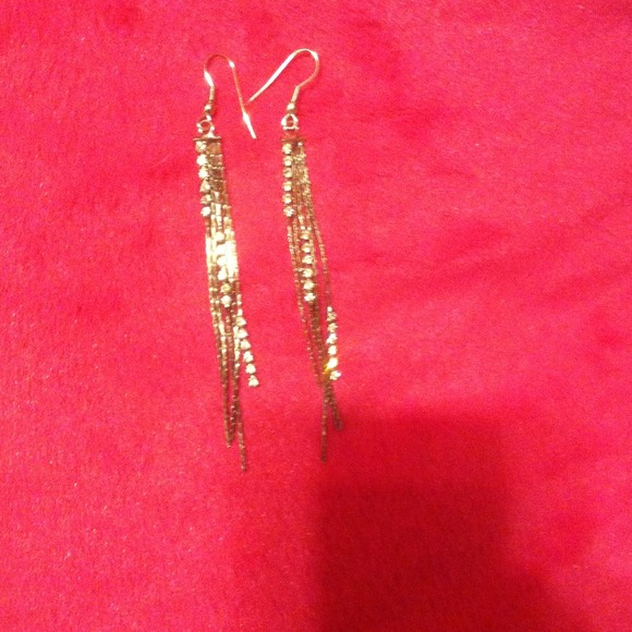 Silver colored sparkly dangle earrings