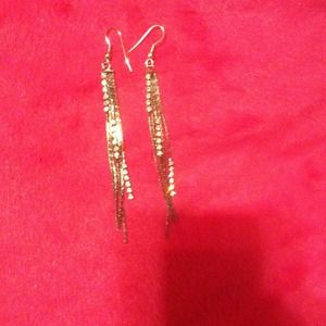 Silver colored sparkly dangle earrings