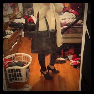 Dark brown faux alligator skin tote from Egypt