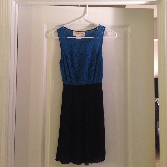 Blue lace and black dress