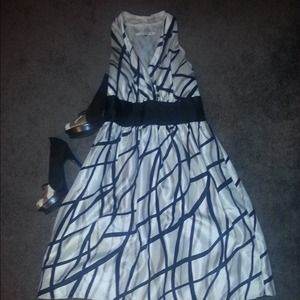 Dark and Lght Brown stripe cream Evan-Picone dress