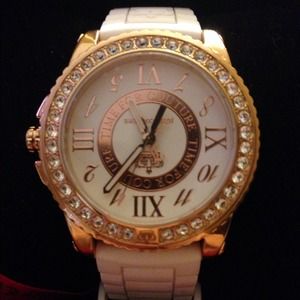Juicy Couture gold and white jelly timepiece.