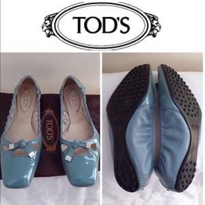 🔴SOLD🔴TOD'S Green Patent Leather Ballet Flats