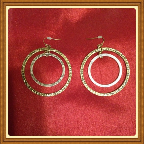 Gold and silver tone earrings