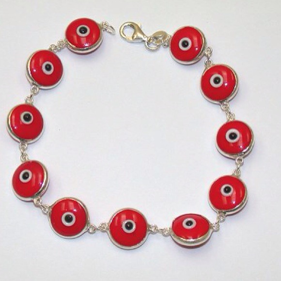 Red Evil Eye Silver Bracelet