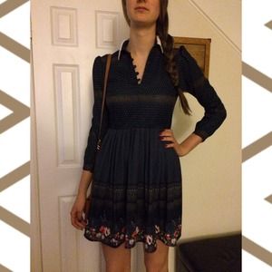 Vintage Pleated Floral Dress