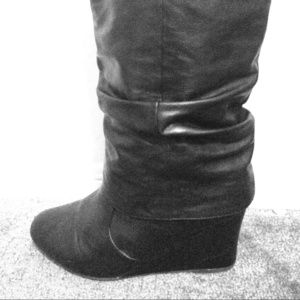 Black Wedge Boots