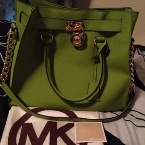 SOLD Authentic MK lime green Hamilton tote