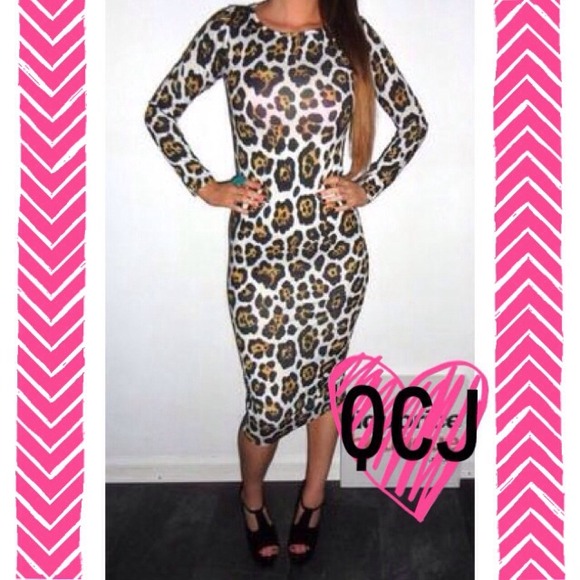 SOLD Leopard Midi Dress - M/L