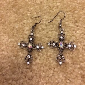 Cross drop earrings