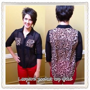 Leopard pocket top