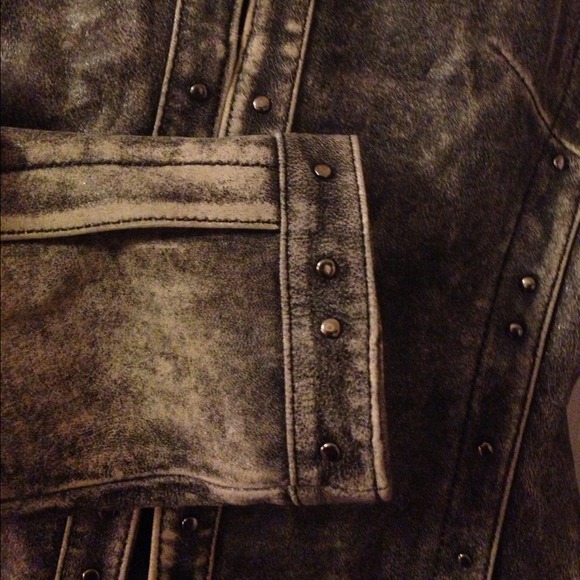 Real Leather Studded Moto Biker Jacket S