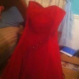 Red Cassandra stone dress size 14 100% polyester