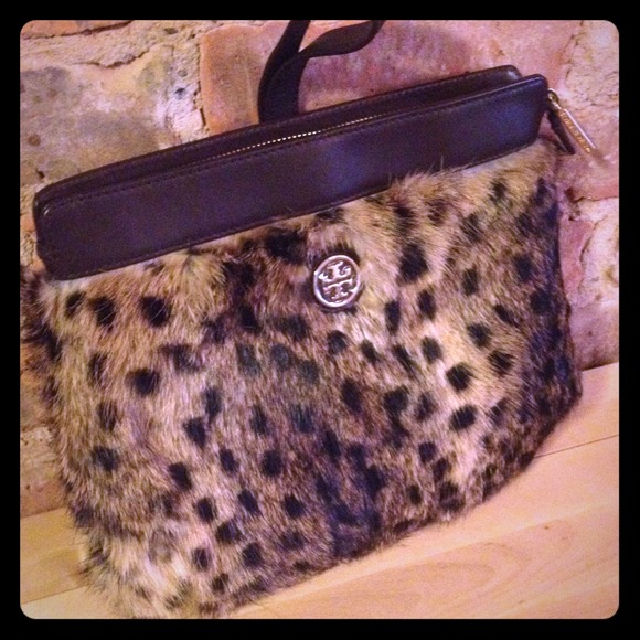 Tory Burch faux fur muff clutch