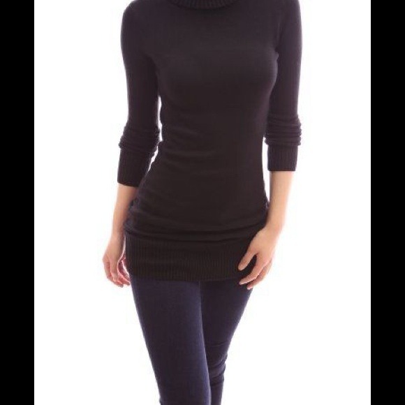 Patty Cotton Polo Neck Long Sleeve Knit Tunic Top
