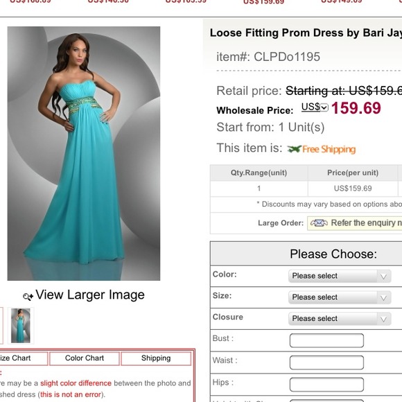 Turquoise Strapless Prom Dress - Picture 3 of 4