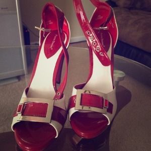 SOLD !!!Pierre Dumas patent leather peep toe shoes