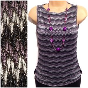 #162 Flashy Purple, Black, White & Silver Top