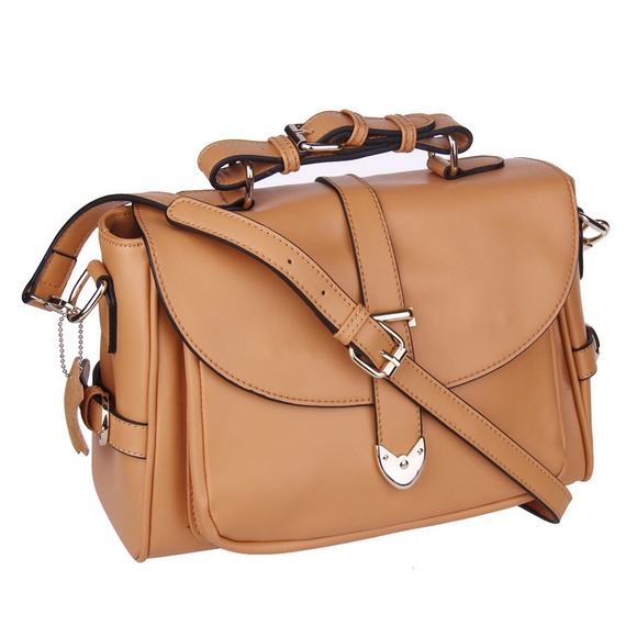Hardware Buckle up Genuine Leather Satchel Handbag