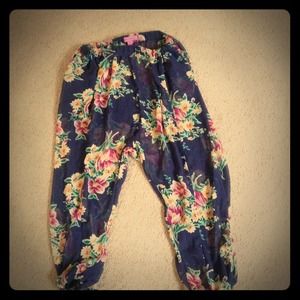 See through floral pants