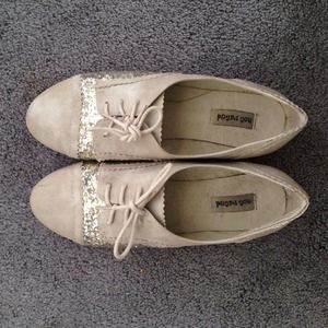 Tan Glitter Oxfords