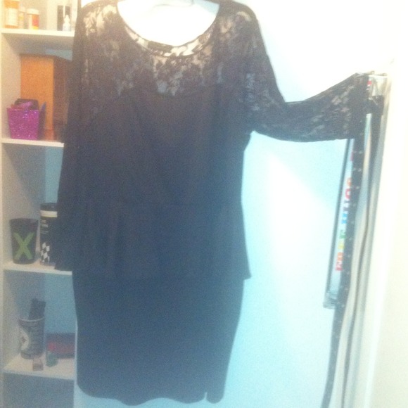 Plus size peplum dress with lace