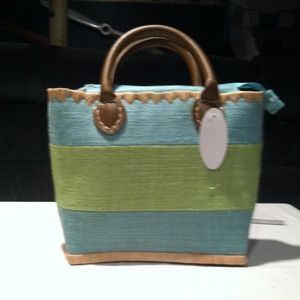 NWT Aqua and Green Jute Bag