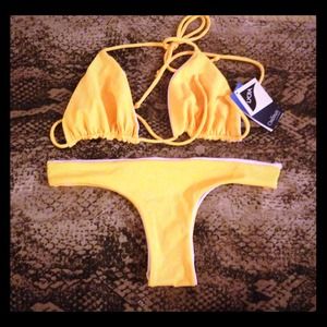 Bundle Brazilian Bikini. Yellow/Brown Zebra.New.