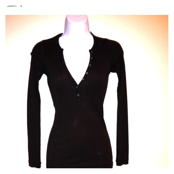 SPLENDID, DARK BROWN FITTED LONGSLEEVED T-SHIRT