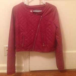 Charlotte Russe red faux leather jacket.