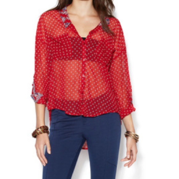 Brand New Free People Rider Semi Sheer Blouse
