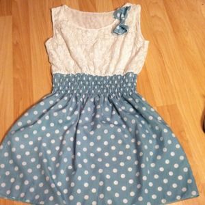Lace and polka dot dress
