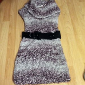 Cowl neck sweater dress