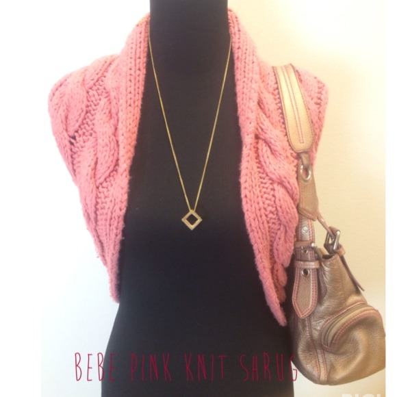 Bebe pink cable knit shrug