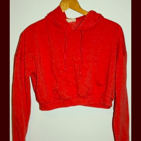 Forever21 Orange Cropped Hoodie