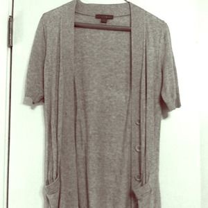 Gray short sleeve cardigan
