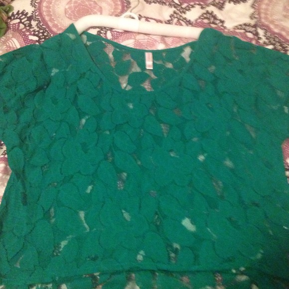 XL Green Lace Crop Top