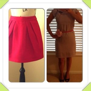 Bundle of red skirt and cream colored dress