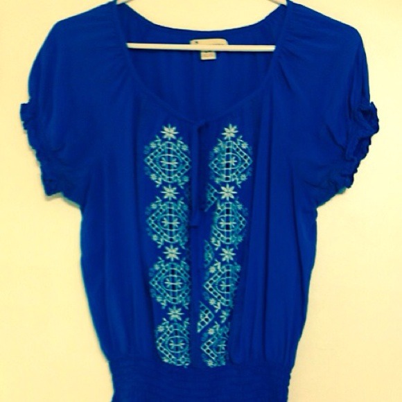 Royal blue embroidered shirt