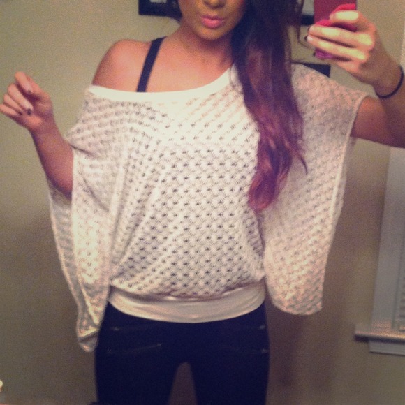 Express lace off-the-shoulder top
