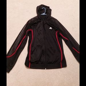 NWOT Men's Adidas Black/Red Light Jacket! XL!
