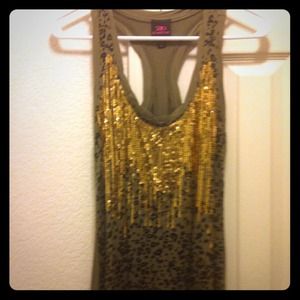 2bBEBE cheetah print sequin tank top