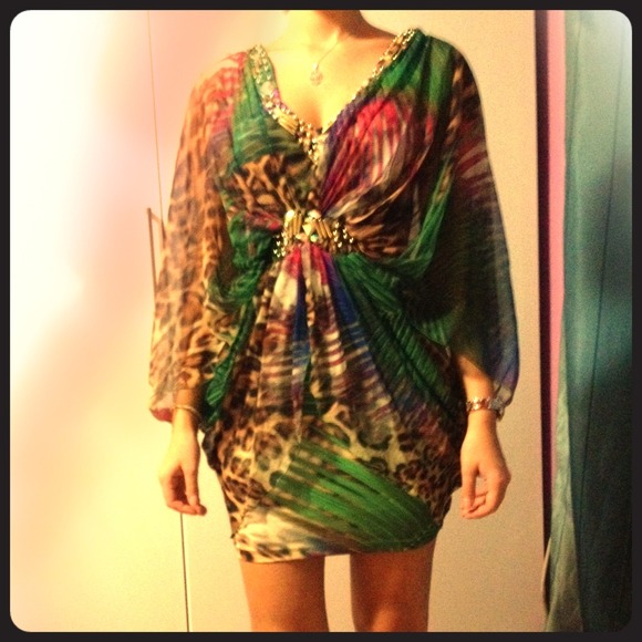 Beautiful jungle like colorful dress
