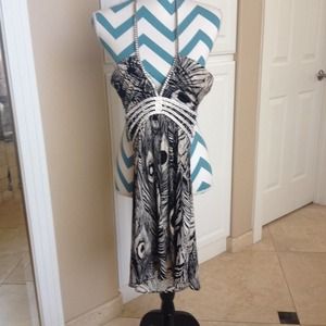 Sky peacock dress with crystals