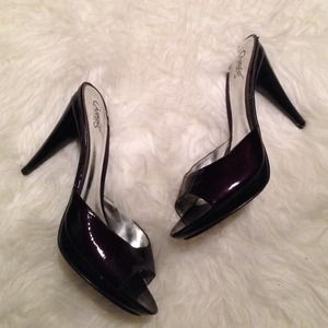 Carlos Santana Black Cocktail Sandal Heels Leather