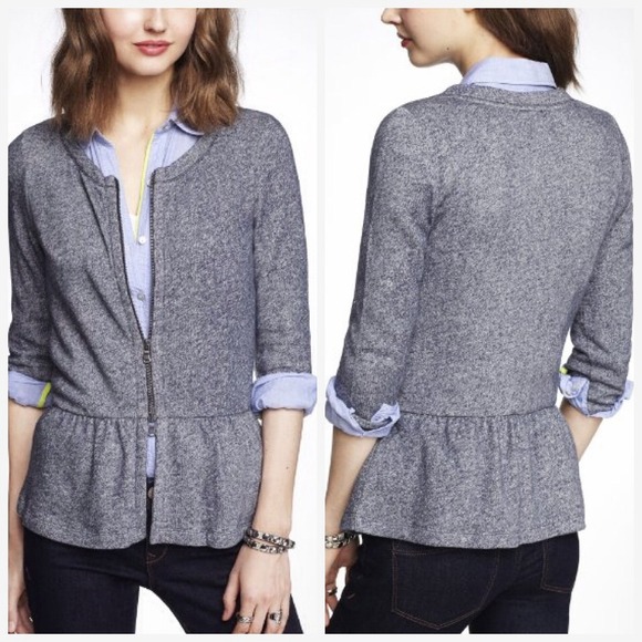 Zip-Up Peplum Sweatshirt